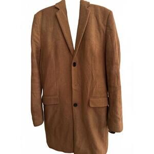 New Look Men Camel Wool Blend Coat Size S